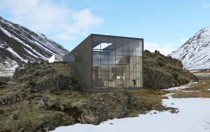 Hugmynd að útliti smáhýsa eða íbúðarhúsa við Svínhóla.