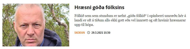 Nýjasta greinin sem birst hefur í nafni Páls Steingrímssonar á vefmiðlinum Vísi ber titilinn Hræsni góða fólksins.