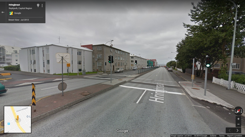 Gatnamót Hringbraut-Meistaravellir. Úr vefsjá Google.