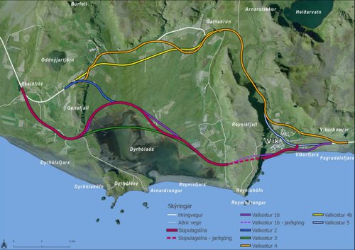 Valkostirnir sjö sem Vegagerðin metur.
