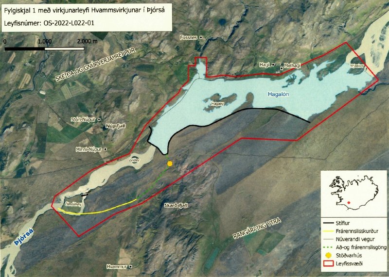 Virkjunarsvæði Hvammsvirkjunar.