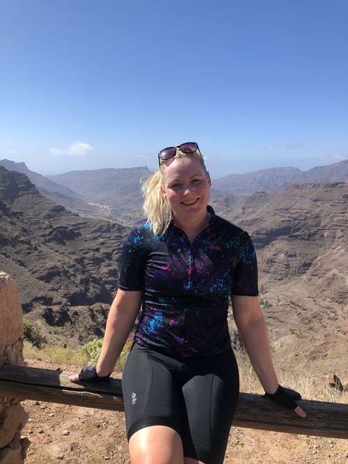 Gleðin tók völd þegar á toppinn var komið.