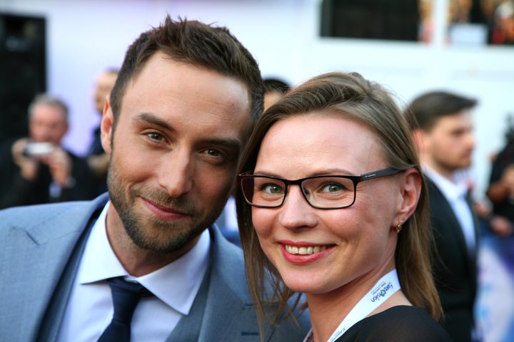 Måns Zelmerlöw, sigurvegari Eurovision 2015, ásamt kollega mínum og eiginkonu , Maríu. 