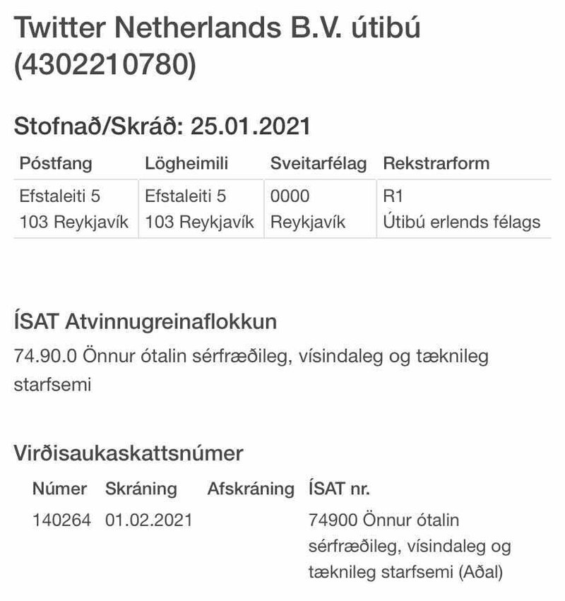 Skjáskot af fyrirtækjaskrá ríkisskattstjóra.