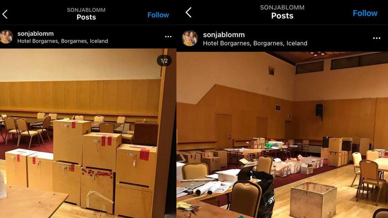 Myndir af kjörgögnum sem starfsmaður Hótels Borgarness birti á Instagram.