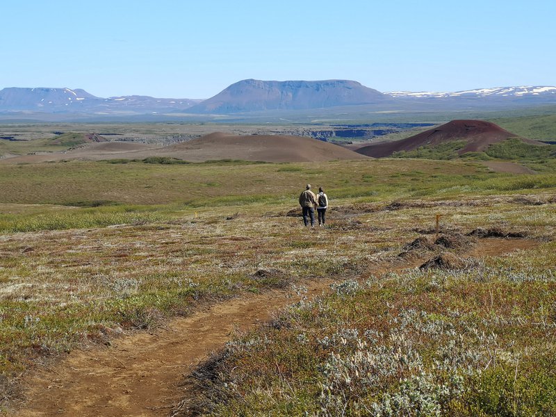 Nýr göngustígur á Langavatnshöfða. Í sumar og fyrrasumar hafa nokkur hundruð manns gengið þessa leið á hverjum degi.