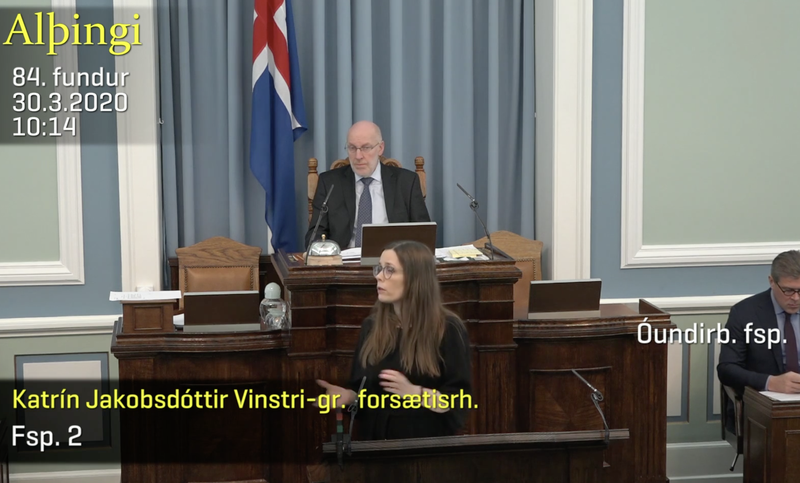 Katrín Jakobsdóttir Mynd: Skjáskot/Alþingi