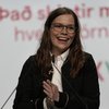 Katrín Jakobsdóttir flutti ávarrp á landsfundi VG í morgun.