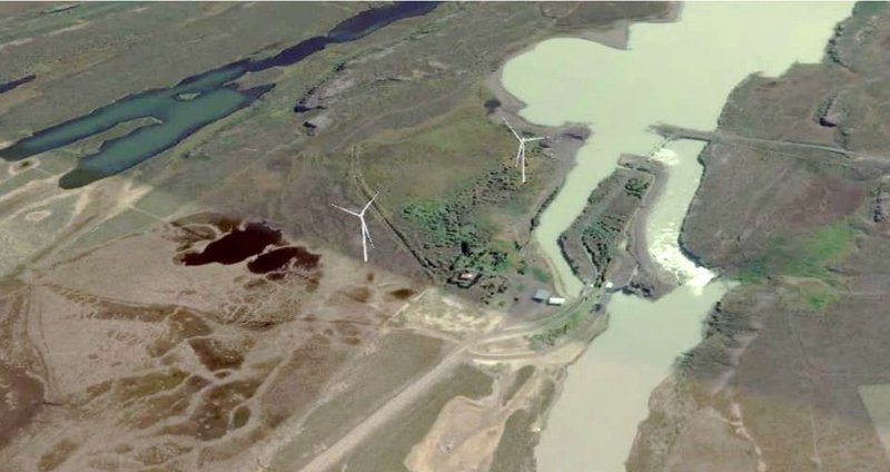 Vindmyllurnar yrðu hvor um sig 4-5 MW að afli og 160 metrar á hæð. Þær yrðu staðsettar á athafnasvæði Orkusölunnar við Lagarfossvirkjun. Tölvuteikning sem sýnir mögulega staðsetningu myllanna.