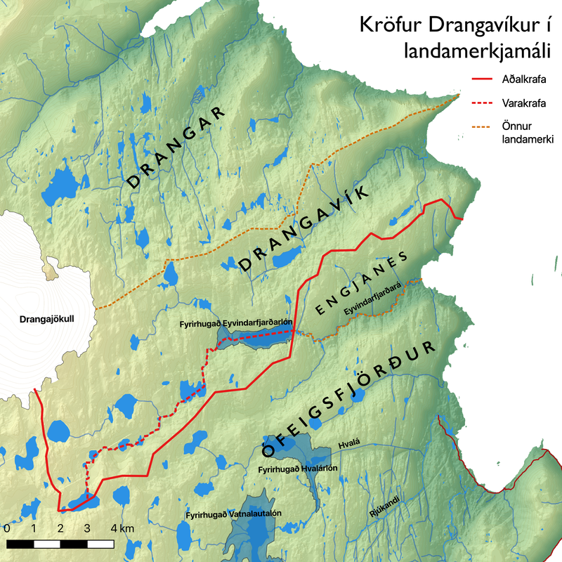 Eigendur jarðarinnar Drangavíkur hafa höfðað mál á hendur eigendum tveggja nágrannajarða vegna landamerkja.