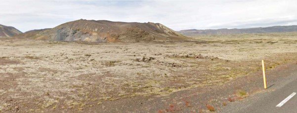 Litla-Sandfell séð frá þeirri hlið þar sem námuvinnsla hefur verið stunduð frá sjöunda áratugnum. Mynd: Úr matsáætlun