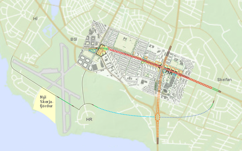 Einföld, tveggja akreina tvístefnulággöng undir Öskjuhlíð annars vegar og Bústaðaháls hins vegar, er tengdust Kringlumýrargöngum með neðanjarðar hringtorgi, myndu létta allnokkuð gegnumumferð um Miklubraut/Kringlumýrarbraut og þá ekki síst draga úr beygjustraumum vestur-suður og austur-suður um gatnamót brautanna, auk þess sem álag á Bústaðaveg myndi minnka. Umferðarálag á gatnamótum brautanna miklu væri þá orðið með minnsta móti en því meira rúm myndi skapast fyrir Borgarlínu jafnt sem umferð gangandi og hjólandi, austur jafnt sem vestur ekki síður en í norður sem suður.