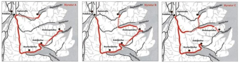 Samgöngumynstrin 3 sem nefndin skoðaði á níunda og tíunda áratug síðustu aldar.