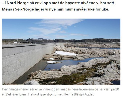 Tómt uppistöðulón í Agder. Skjáskot: NRK