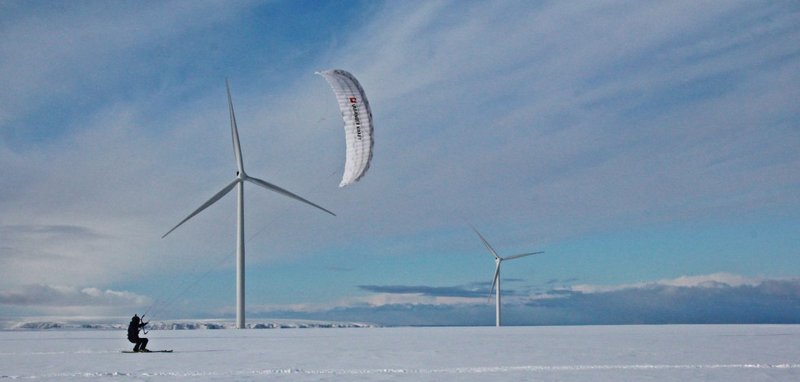 Vindmyllugarður í Noregi.