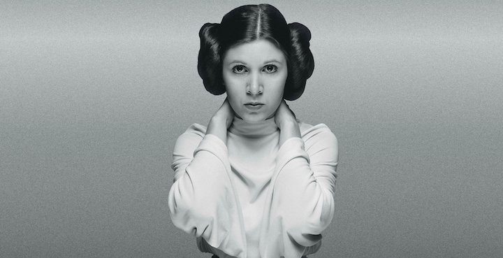 Carrie Fisher í hlutverki Lilju prinsessu í upprunalega Star Wars-þríleiknum.