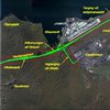 Yfirlitsmynd yfir Reykjanesbraut í Hafnarfirði. Á myndinni er einungis sýndur einn valkostur. Rauð punktalína afmarkar rannsóknarsvæðið.