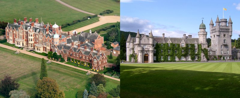 Sandringham-höll og Balmoral kastali voru á meðal persónulegra eigna drottningar Mynd: Wikimedia