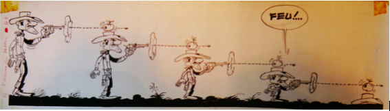 Morris fór oft á flug með ýmsar tilraunir og tækni í teiknilist þegar Daltón-bræður voru annars vegar.