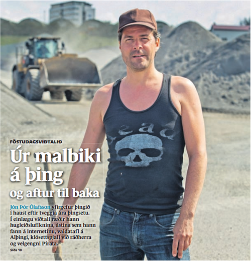 Jón Þór Ólafsson á forsíðu Fréttablaðsins þegar hann hætti á þingi síðasta sumar. 