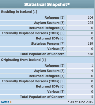 Skjáskot af heimasíðu Flóttamannastofnunar SÞ um Ísland.