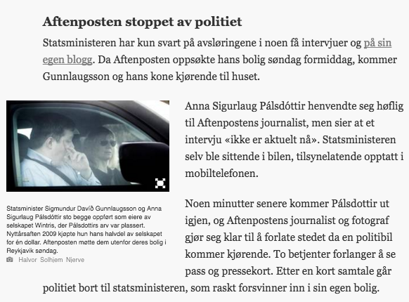 Umfjöllun Aftenposten