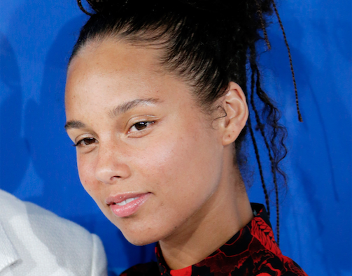 Söngkonan Alicia Keys á MTV tónlistarhátíðinni. Hún steig fram og opinberaði þá ákvörðun að hætta að nota farða. 