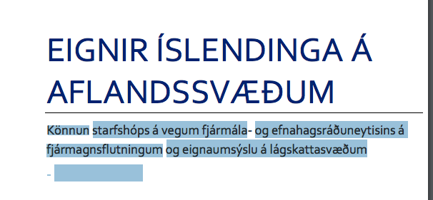 eignir íslendinga á aflandssvæðum