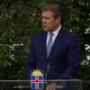 Bjarni Benediktsson forsætisráðherra á Austurvelli í dag.