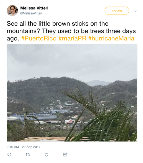 Tíst frá Púertó Ríkó eftir að fellibylurinn María fór yfir. 