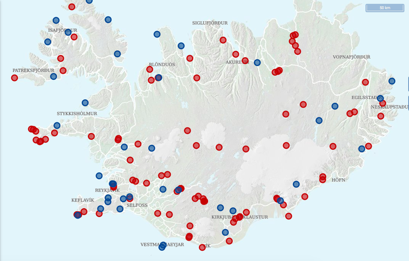 Á vef Stjórnarráðsins má sjá kort af þeim stöðum sem fá úthlutað fjármagn. Ferðamannastaðir sem eru merktir bláu fá úthlutað úr Framkvæmdasjóði ferðamannastaða, en þeir sem eru merktir rauðu fá úthlutað úr Landsáætlun um uppbyggingu innviða.