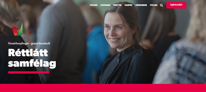 Skjáskot af heimasíðu Vinstri hreyfingarinnar græns framboðs.