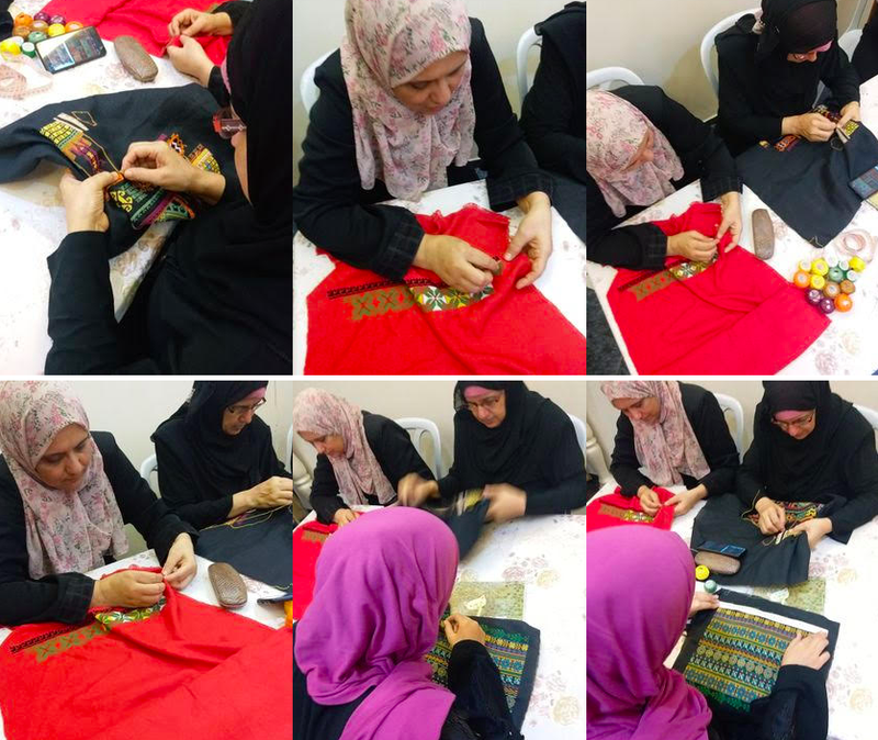 Palestínskar konur við vinnu sína. Myndir: Aðsent.