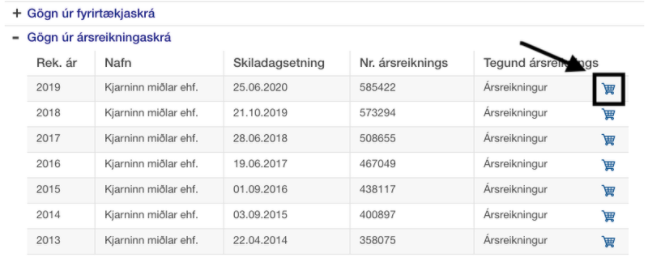 Skjáskot af fyrirtækjaskrá ríkisskattstjóra.