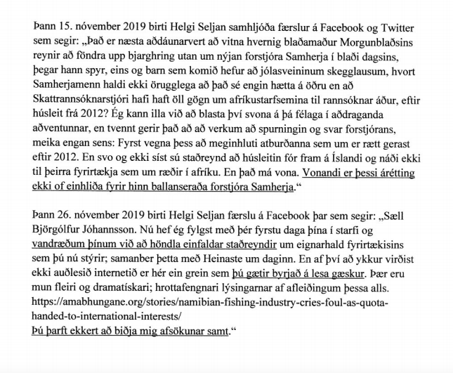 Ummæli sem Helgi Seljan lét falla á samfélagsmiðlum og talin eru brjóta í bága við siðareglur RÚV.