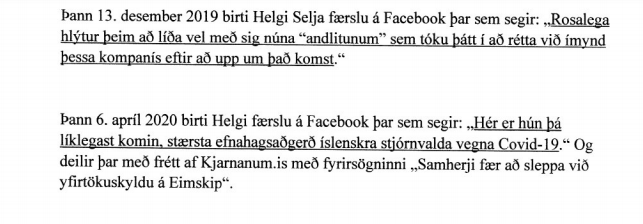 Ummæli sem Helgi Seljan lét falla á samfélagsmiðlum og talin eru brjóta í bága við siðareglur RÚV.