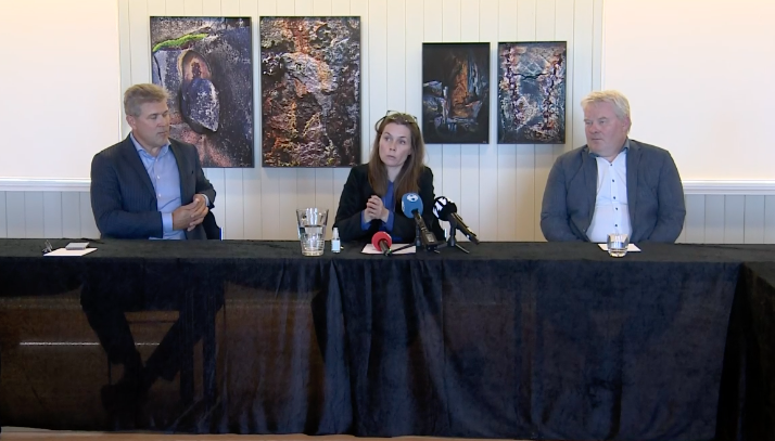 Formenn stjórnarflokkanna á blaðamannafundinum fyrr í dag.