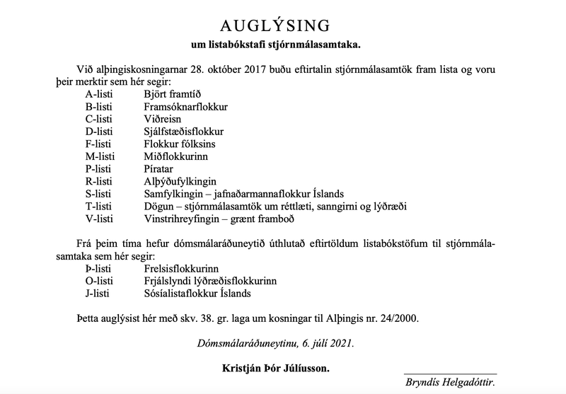 Auglýsingin sem kjósendum á kjörstað er sýnd.