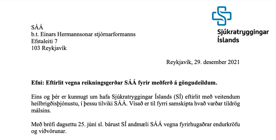 Mynd: Skjáskot Bréf SÍ til SÁÁ 4