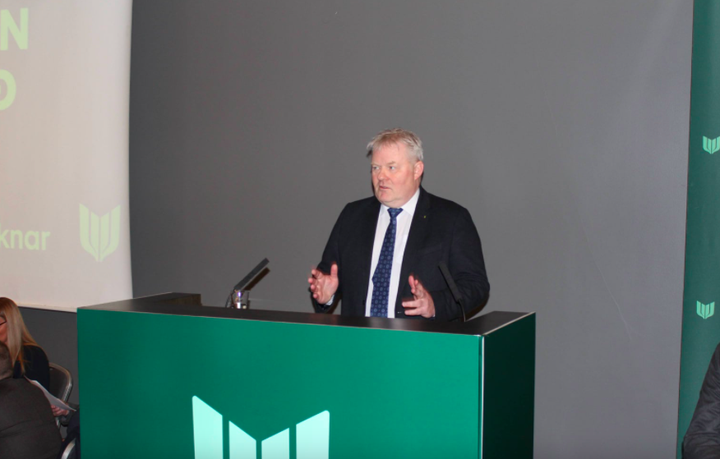 Sigurður Ingi Jóhannsson, formaður Framsóknarflokksins, í pontu á flokksþingi flokksins um helgina.