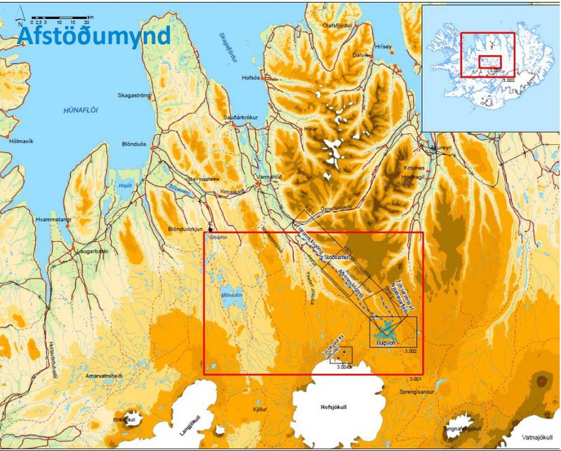 Kort úr kynningarefni Landsvirkjunar á annarri Skatastaðavirkjuninni. Mynd: Landsvirkjun
