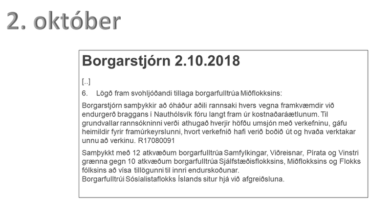 Miðflokkurinn flutti tillögu um rannsókn á Braggamálinu