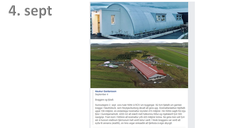 Færsla af Facebook þar sem borinn er saman kostnaður við tvo ólíka húsakosti