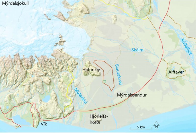 Staðsetning fyrirhugaðrar vikurnámu. Mynd: Úr tillögu að matsáætlun