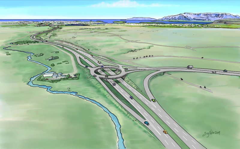 Mislæg vegamót við Hafravatnsveg. Mynd: Vegagerðin/Sigurður Valur