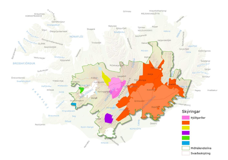 Sviðsmynd 3 - Þjóðgarður utan um núverandi friðlýst svæði.