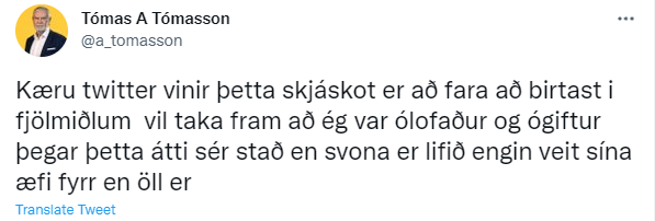 Skjáskot af tísti þingmannsins, sem hann síðar eyddi.