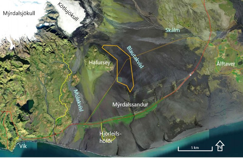Kort sem sýnir hið fyrirhugaða framkvæmdasvæði og helstu kennileiti í nágrenninu. Mynd: Úr tillögu að matsáætlun