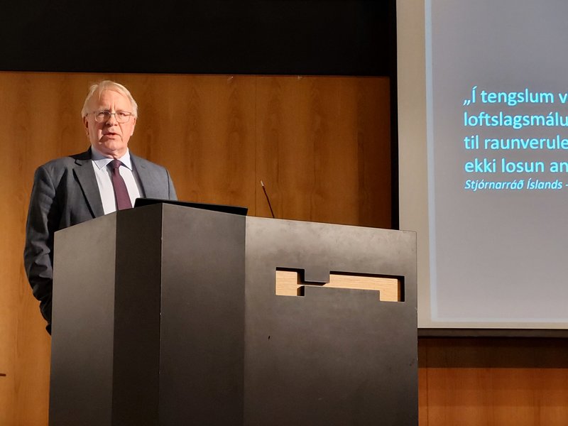 Vilhjálmur Egilsson á fundinum í síðustu viku fundi þar sem vindorkufyrirtæki kynntu áform sín. Mynd: Sunna Ósk Logadóttir