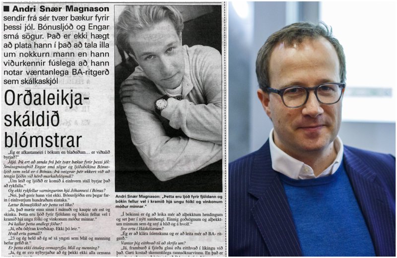 FYRIR 20 ÁRUM. Andri Snær í viðtali við Alþýðublaðið árið 1996 um nýútkomnar bækur sínar, Bónusljóð og Engar smá sögur.